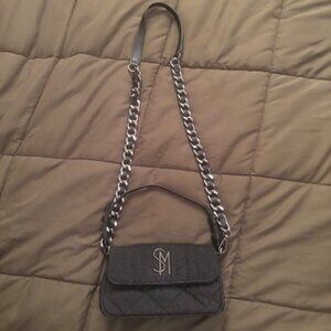 Steve Madden Black Denim Silver Chain BHarriet Crossbody